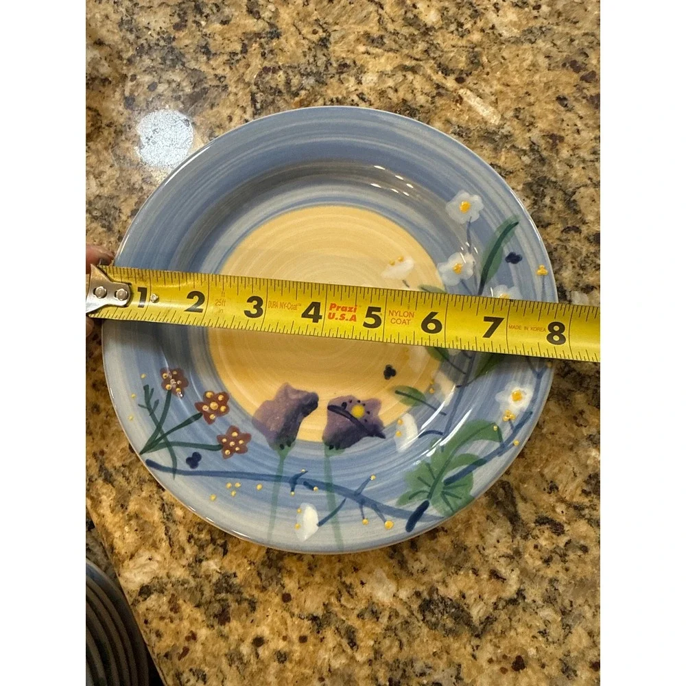 Hartstone Carlisle Home Products Handpainted Floral‎ Stoneware Plate Blue